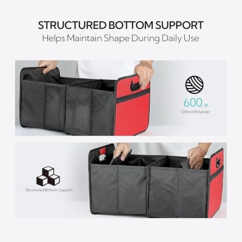 Car Trunk Organizer, Foldable Cargo Storage Bin, 35L, Pink