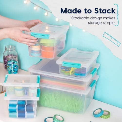 Storage Bins with Lids |Made in USA| 6 Qt - (4-Pack) - Clear