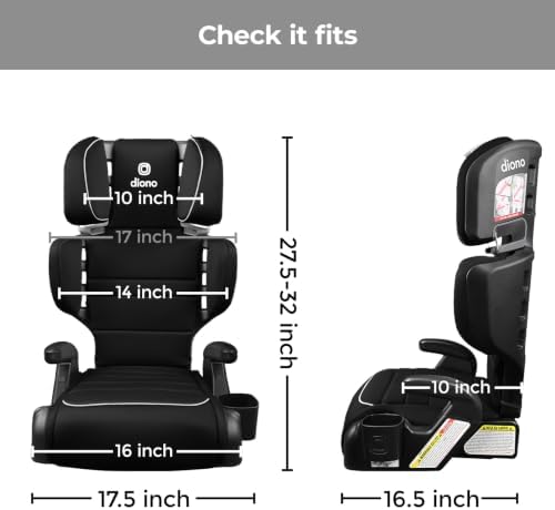 Diono Connect3 R 2-in-1 High Back Booster, Slim Fit 3-Across in Many Mid-Sized Sedans and SUVs, for Children from 40-120 lbs., Lightweight with Cupholder, Black Storm