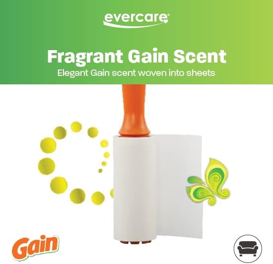 Evercare Gain Scented All-Purpose Lint Roller Brushes with 50 Sheets, Pack of 3 Manual Refillable Lint Rollers with Gain Scent (150 Sheets Total)