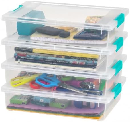Storage Bins with Lids |Made in USA| 6 Qt - (4-Pack) - Clear