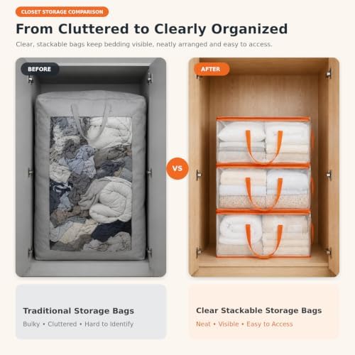 6-Pack Clear Moving Bags Heavy Duty Extra Large, Storage Totes