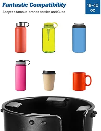 JOYTUTUS Large Stable Cup Holder Expander for YETI, Hydro Flask, Hold 18-40 oz Bottles and Mugs, Car Cup Holder Adapter with Adjustable Rubber Base