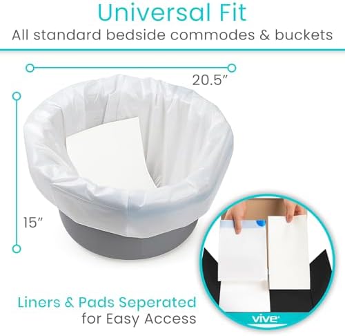 Commode Liners with Absorbent Pads - Portable Toilet Bedside Chair