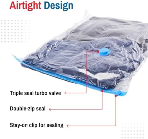 Vacuum Storage Bags with Hand Pump, Large, 8 Pack