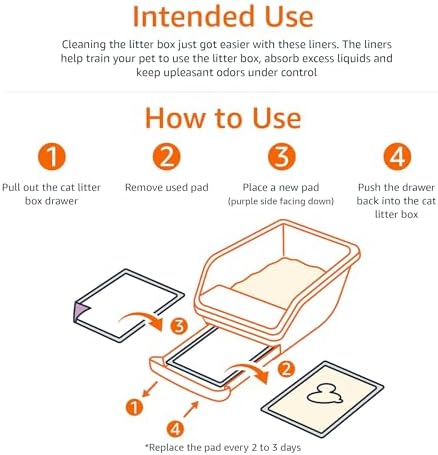 Cat Pee Pads, Super Absorbent, Odor Control, Universal Fit for Litter Box, Disposable, Multi Cat, Unscented, Purple, 40 Count