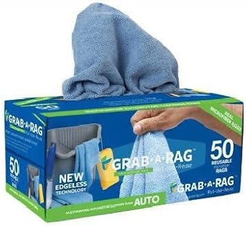 Grab-A-Rag | Reusable Detail Microfiber Rags - 50 Count - With Patented self dispensing box