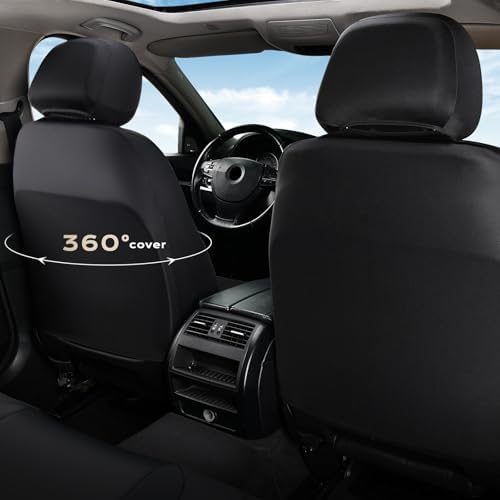 Seat Covers, Car Seat Covers Full Set, Automotive Seat Covers 5 Seats, Waterproof Car Seat Protectors Universal Fit for SUVs Trucks Sedans-Grey&Black
