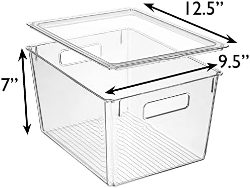 Storage Bin with Lid, Pantry & Desk Organizer, XL, 4 Pack