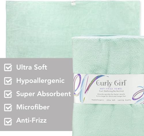 Towel for Women with Curls, Anti-Frizz, Absorbent, Fast Drying, Curly Hair, Microfiber Hair Drying Towel for Curls
