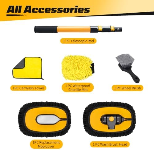 15° Curved Car Wash Brush with Long Handle, Car Wash Mop Kit