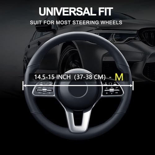Leather Car Steering Wheel Cover, Universal Fit for Most Cars, Pink