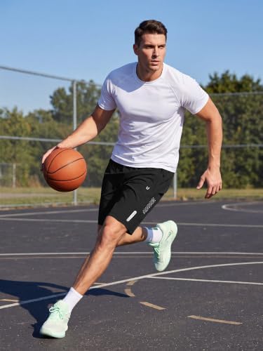 Men's Athletic Running Shorts Gym Workout 7"/9"/5" Zipper Pockets