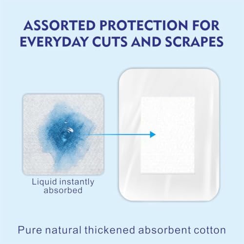 Waterproof Transparent Film Dressing with Absorbent Pad 50-Pack Sterile Adhesive Bandages Post-Surgical Wound Cover, Protective Barrier for Sensitive Skin (2.3‘’x2.7‘’)