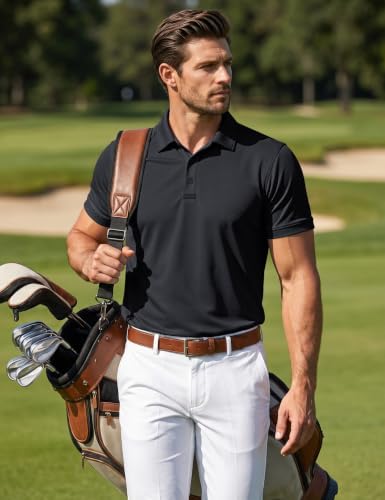 Men's Polo Shirt Quick Dry Performance Short Sleeve Tactical Shirts Pique Jersey Golf Shirt
