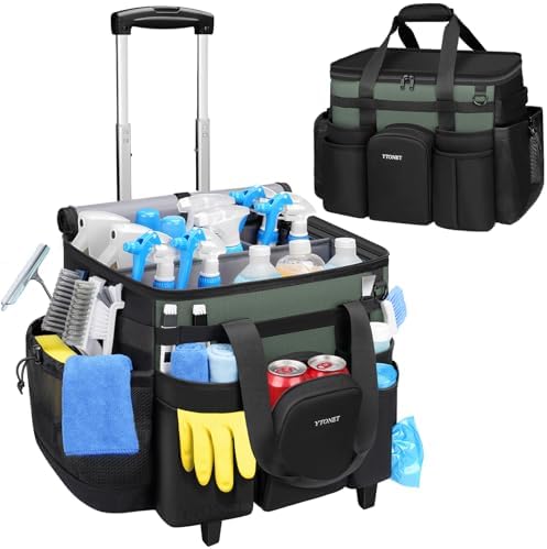 Cleaning Caddy with Wheels, Extra Large Rolling Cleaning Caddy Bag