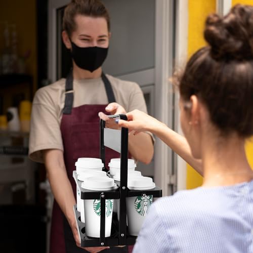 6 Cup Drink Carrier with Handle, Plastic Cup Carriers for Drinks