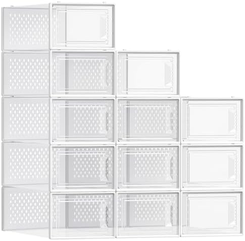 Shoe Boxes, Clear Plastic Sneaker Box, Pack of 12
