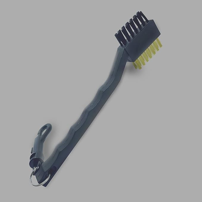 Pack of 3 Golf Club Brush and Club Groove Cleaner Set with Double Sided Brass and Nylon Bristle, Easily Attaches to Golf Bag