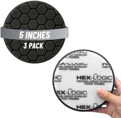 Hex-Logic Finishing Foam Pad, Black, 5.5 in for 5 in, 3 Pack