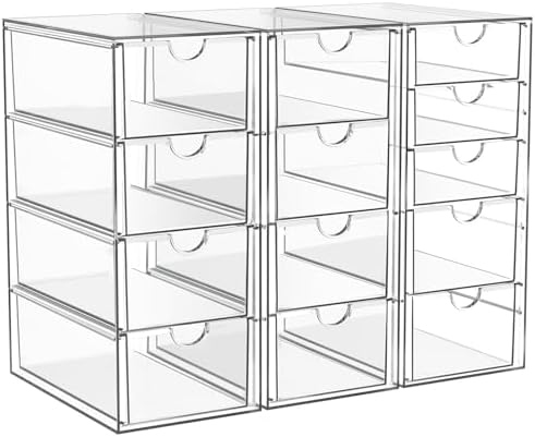 Acrylic 13-Drawer Storage & Makeup Organizer for Desk, Bath