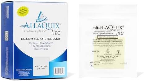 Stop Bleeding Fast – Lite Hemostatic Gauze Pads 2" x 2" – Calcium Alginate Wound Dressing – Sterile, Non-Adherent, High Absorbency – First Aid for Minor Cuts – 20 Count