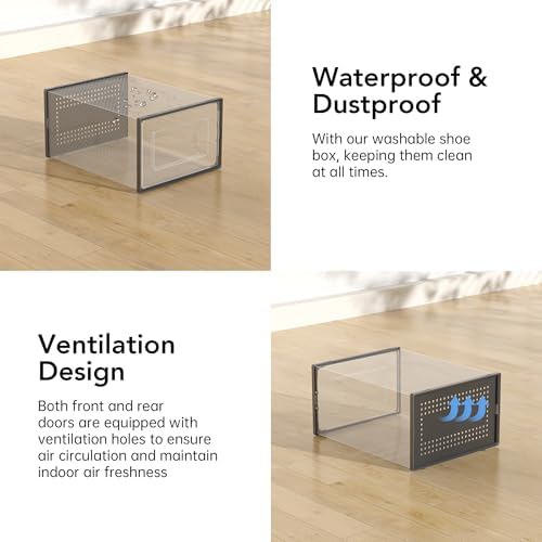 X-Large 15 Pack Shoe Storage Organizer Box Clear Plastic Stackable