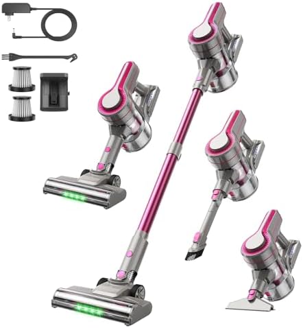 600W/50Kpa Cordless Vacuum Cleaners for Home, 50Mins Stick Vacuum with Self-Standing,Anti-Tangl,Lightweight Wireless Vacuum for Hardwood Floors Carpet Pet Hair Car(Purple)