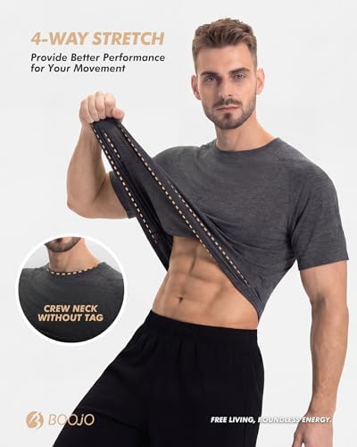 7 Pack Workout Shirts for Men Gym Athletic Short Sleeve Quick Dry T-Shirts