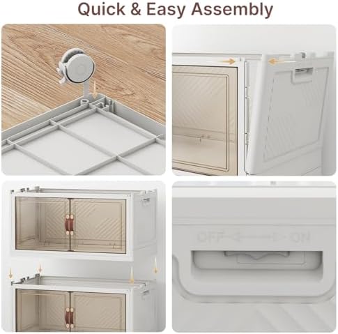 720QT Stackable Storage Bins with Lid, Foldable Storage Cabinet