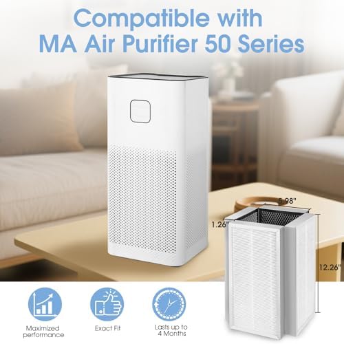 50 Replacement Filter, Compatible with MA Air Purifier 50 Series, 3-in-1 High-Efficiency Filtration System, 2 Pack