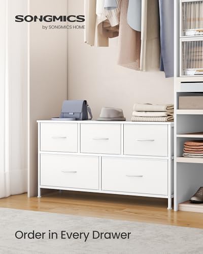 Dresser for Bedroom, Wide Dresser with 5 Fabric Drawers