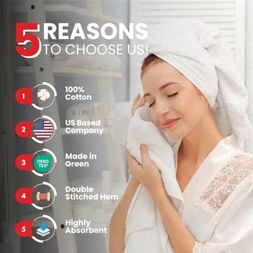 100% Cotton Hand Towels for Bathroom - Set of 6