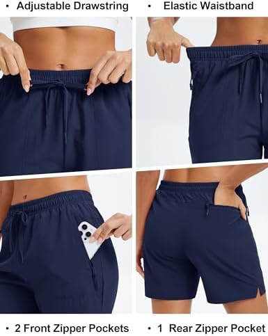 Women's 5" Hiking Shorts UPF 50+ Quick Dry Lightweight Athletic Running Golf Summer Casual Shorts with Pockets
