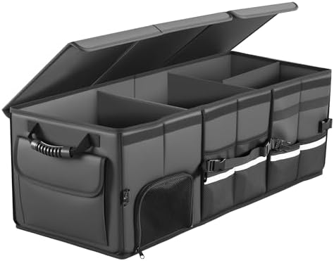 Car Trunk Organizer, 3 Compartment Collapsible Trunk Storage