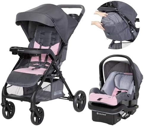 Passport Cargo Travel System, Pink Bamboo with Lil' Snooze Deluxe III Bassinet