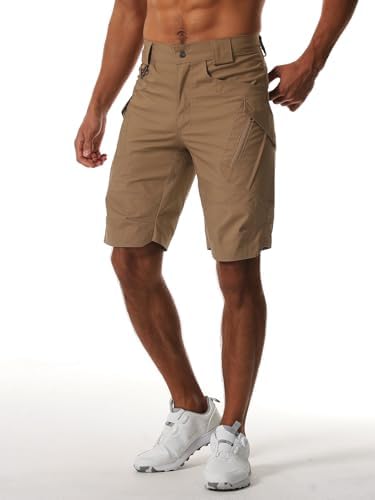 Men's Hiking Shorts Waterproof Tactical Cargo Short Pants Quick Dry Work Shorts with Multi Pockets(No Belt)