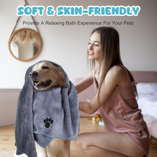6 Pack Microfiber Dog Towels for Drying Dogs, Super Absorbent and Soft