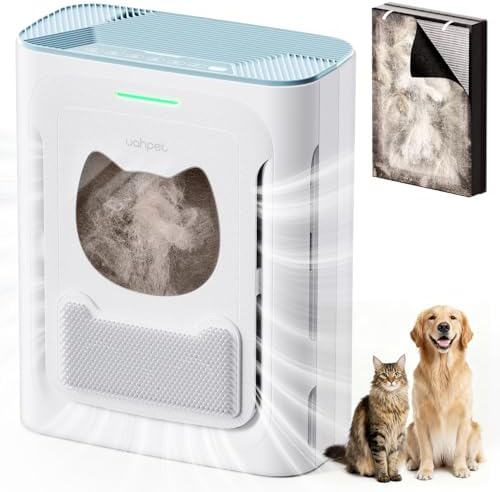 Pet Air Purifier, H13 HEPA Filter for Pet Hair, Dander & Odors, 2100 Sq Ft Coverage, Plug & Play No WiFi Required, Clog-Resistant Intake, Washable Pre Filter, Quiet 25dB