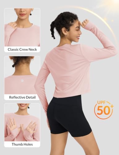 Women's Crop Long Sleeve Workout Tops Quick Dry Breathable Shirts