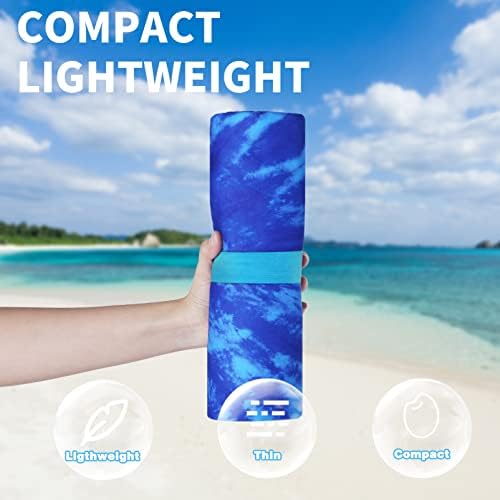 Microfiber Beach Towel Oversized 71x32, Thin, Blue with Bag 2 Pack