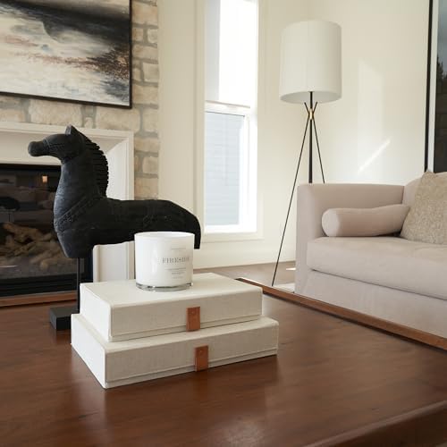 Decorative Photo Storage Boxes with Lids - Set of 2 Linen Organizers