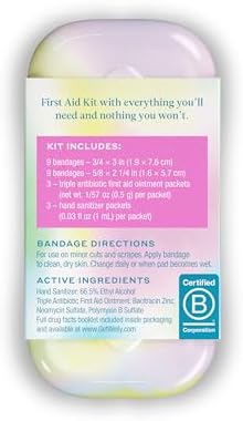 Quick Fix Colorwash, On The Go First Aid Kit, Assorted Bandages, Ointments, and Hand Sanitizer, Tie Dye Patterns, 2 Pack