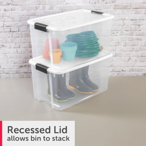 Ultra Latch Box with Lids for Home and Office, 70 Quart, 4-Pack