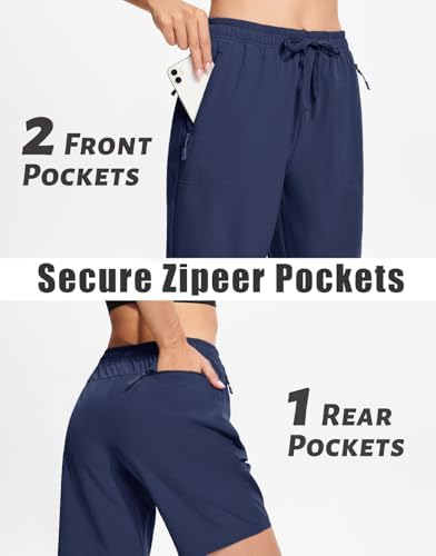 Women's Hiking Shorts Lightweight Quick Dry 8" Golf Shorts Water Resistant with 3 Zipper Pockets