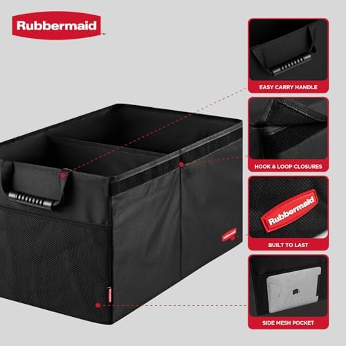 Car Organizer, Collapsible Trunk Organizer, Multi-Compartment Car Storage Organization for Car Accessories, 2 Compartments With Cover, 21.65"*14.17"*12.2"