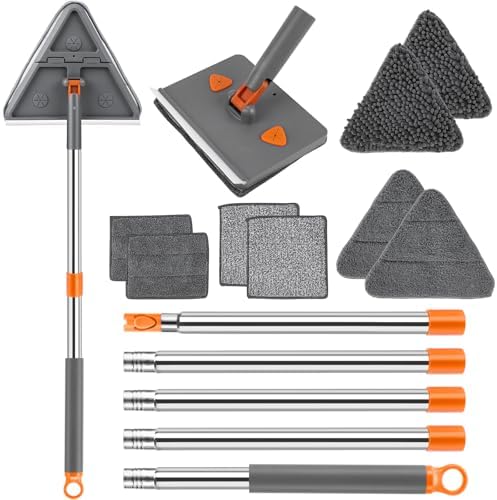 Baseboard Cleaner Tool with Handle, Wall Mop with Squeegee, Gray