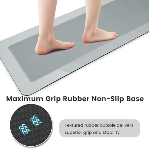 Super Absorbent Stain Resistant Soft Bath Mat, Grey, 16'' × 47''