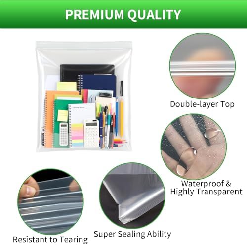 50PACK 3 Gallon Large Zipper Bags for Storage 16" x 18" Storage Bags