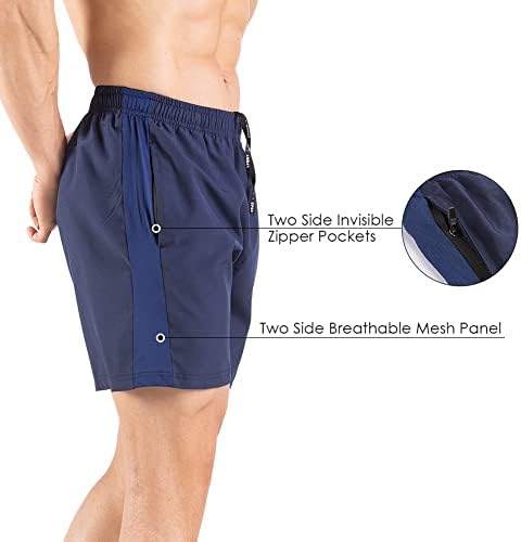Men's 5" Running Shorts 2 Pack Quick Dry Athletic Workout Gym Shorts with Zipper Pockets